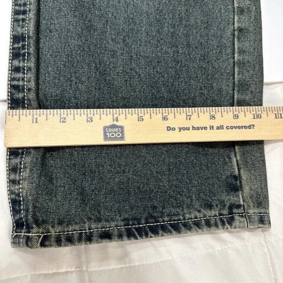 Y2K S2 Mens Wear Patch Embroidery Baggy Jeans  Hip Hop Vintage Blue Jeans 50x31 - Picture 12 of 14